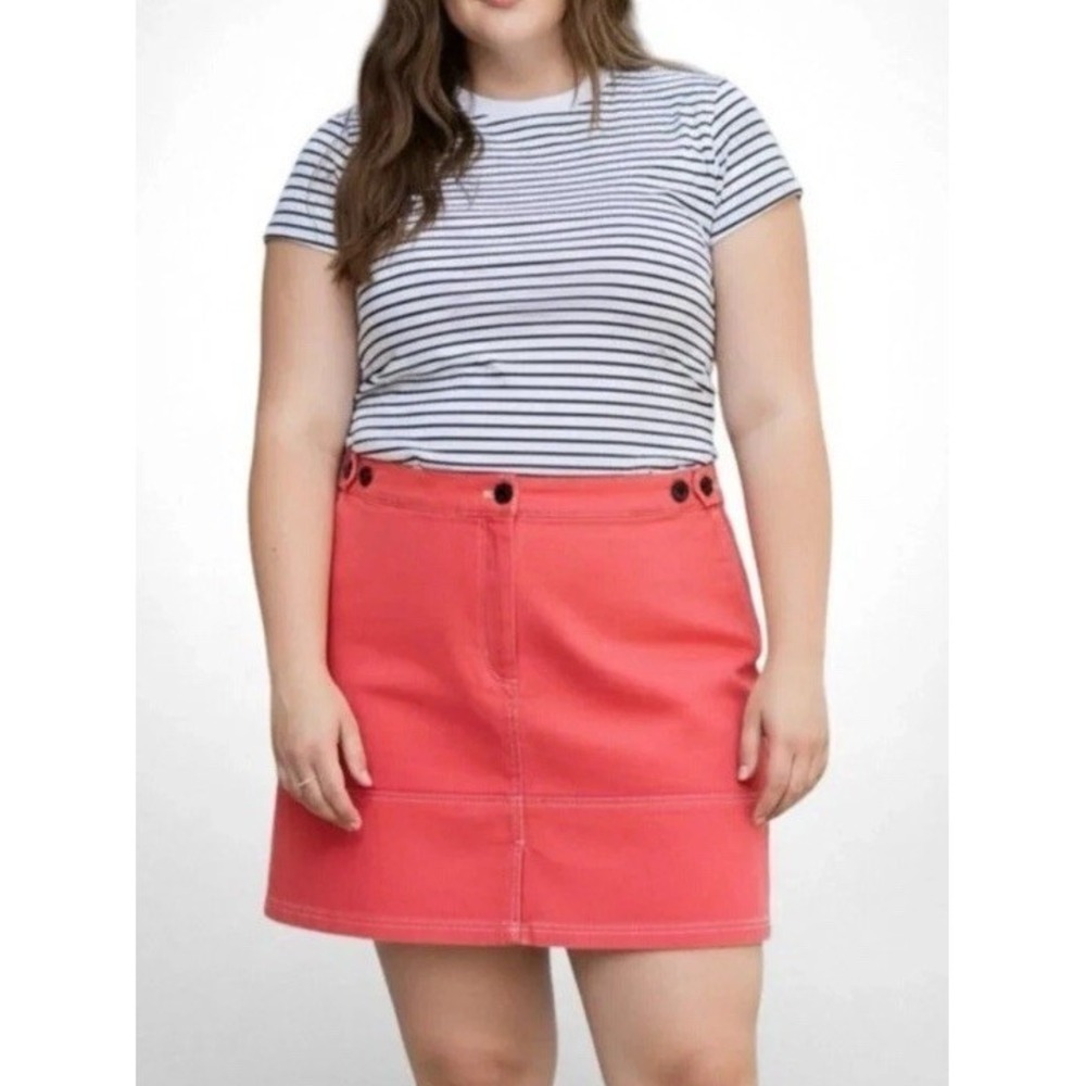 Wild Fang The Essential Denim Work Skirt XL Coral‎ Chili Orange Cotton Mini